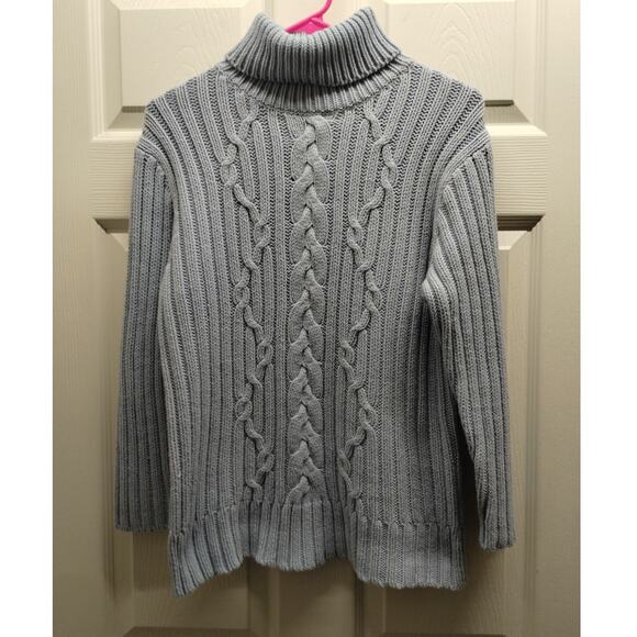 Vintage Y2K GAP Women's Size Large Light Blue Chunky Cable Knit Pullover Sweater - Picture 1 of 7